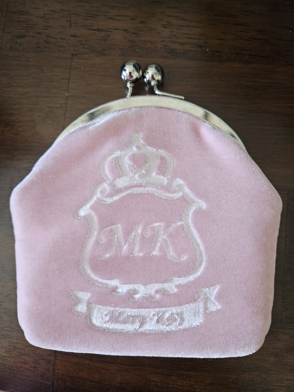 Rare MK Pink Velvet Kiss-Lock Coin Purse with Embossed Crest